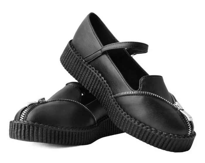 TUK Shoes Vegan Women Black Zipper Viva Low Mary Jane TUK Shoes Vegan Women Black Zipper Viva Low Mary Jane