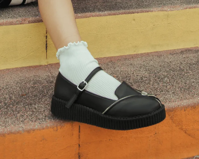 TUK Shoes Vegan Women Black Zipper Viva Low Mary Jane TUK Shoes Vegan Women Black Zipper Viva Low Mary Jane