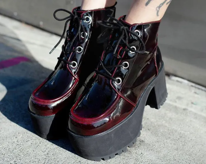 TUK Shoes Vegan Women Burgundy Gradient Nosebleed TUK Shoes Vegan Women Burgundy Gradient Nosebleed