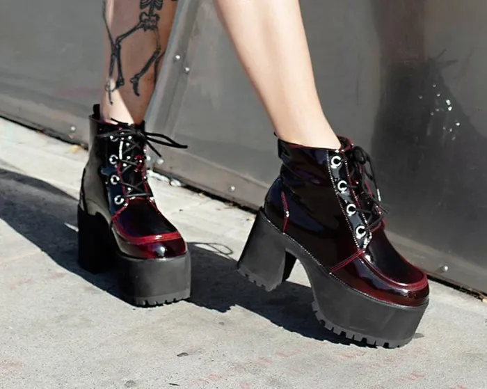 TUK Shoes Vegan Women Burgundy Gradient Nosebleed TUK Shoes Vegan Women Burgundy Gradient Nosebleed