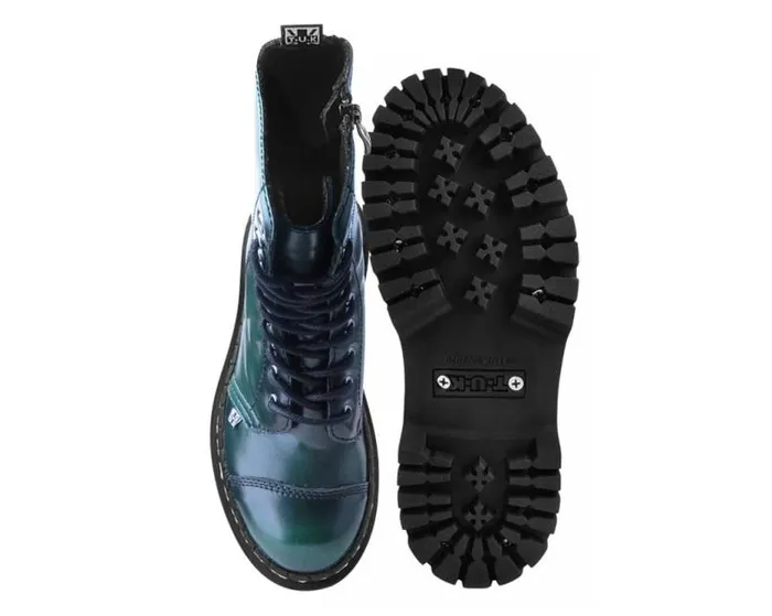 TUK Shoes Vegan Women Green RubOff 10Eye Double Decker Boot TUK Shoes Vegan Women Green RubOff 10Eye Double Decker Boot