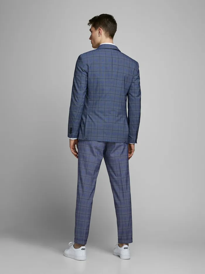 Tailoring JACK and JONES Mens JONES CHECKED SUIT TROUSERS Blue Dark Navy