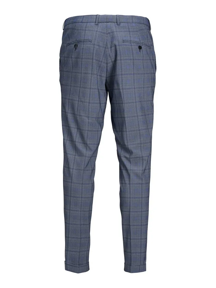 Tailoring JACK and JONES Mens JONES CHECKED SUIT TROUSERS Blue Dark Navy