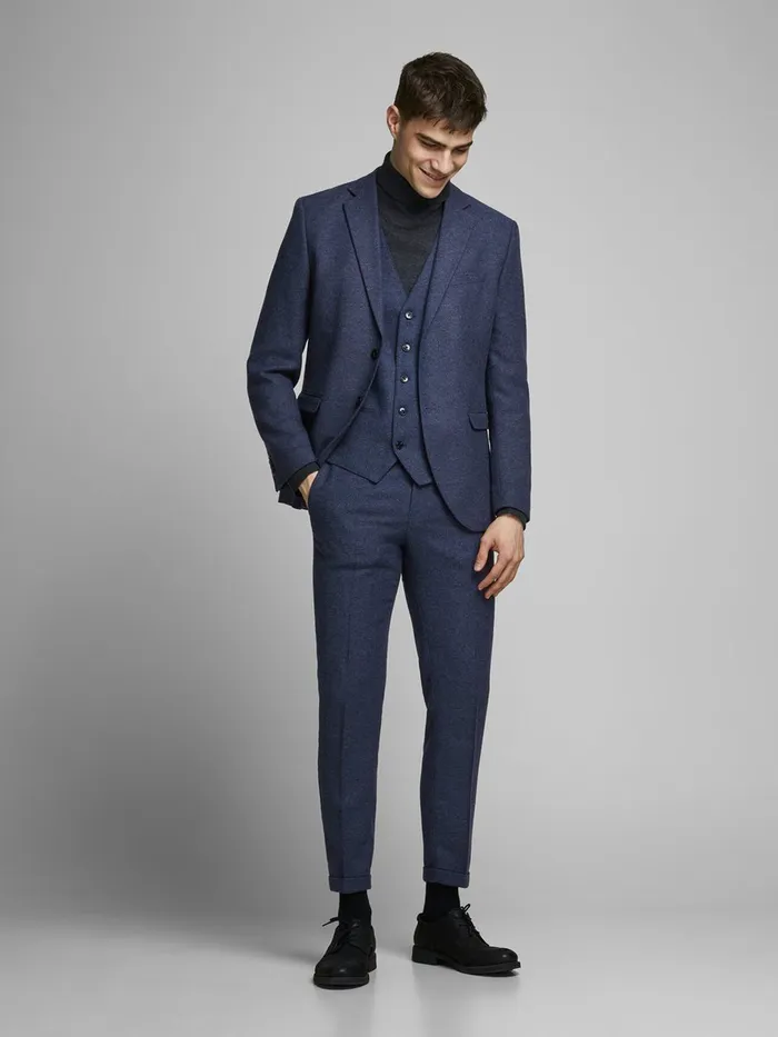 Tailoring JACK and JONES Mens SUPER SLIM FIT SUIT TROUSERS Blue Dark Navy