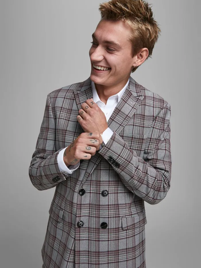 Tailoring JACK and JONES Mens TAILORED BLAZER Grey Grey Melange