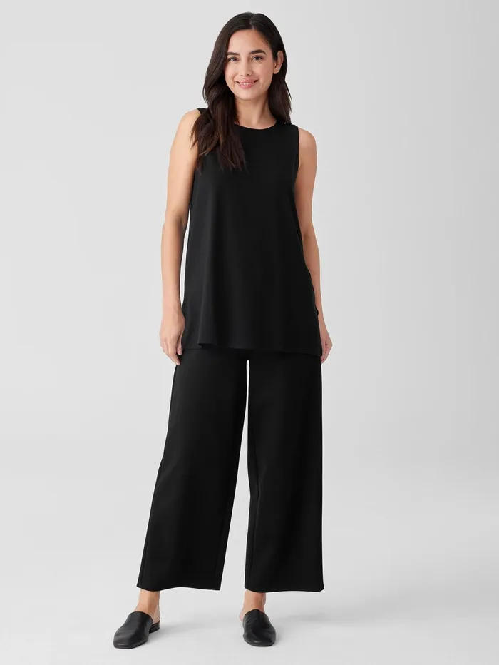 Tanks and Camis Women Eileen Fisher Stretch Jersey Knit Crew Neck Long Tank Black