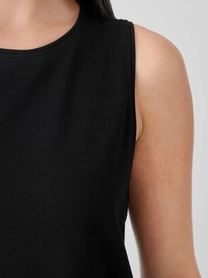 Tanks and Camis Women Eileen Fisher Stretch Jersey Knit Crew Neck Long Tank Black