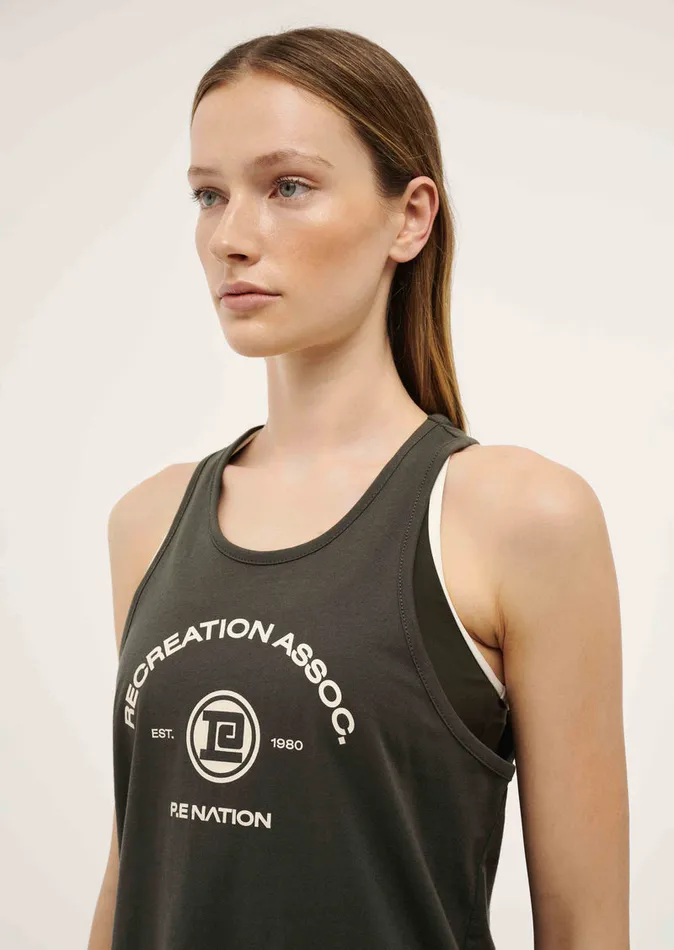 Tanks PE Nation Women THROWBACK TANK IN GUNMETAL