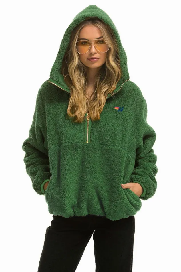 Teddy Unisex Hooded Half Zip Jacket 8211 Garden Green WomenMen Aviator Nation Teddy Jackets Teddy Unisex Hooded Half Zip Jacket 8211 Garden Green WomenMen Aviator Nation Teddy Jackets