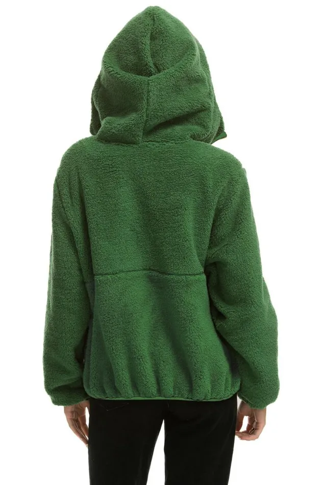 Teddy Unisex Hooded Half Zip Jacket 8211 Garden Green WomenMen Aviator Nation Teddy Jackets