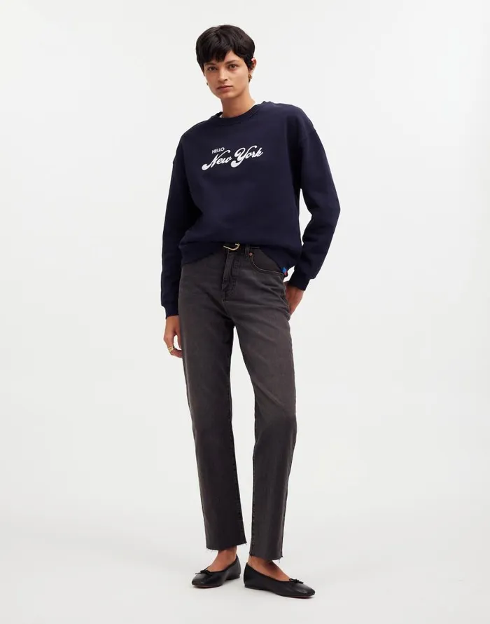 Tees Women Madewell KULE Oversized Hello New York Sweatshirt Navy