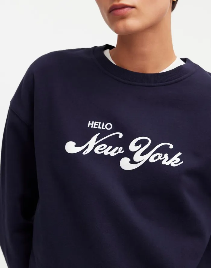 Tees Women Madewell KULE Oversized Hello New York Sweatshirt Navy