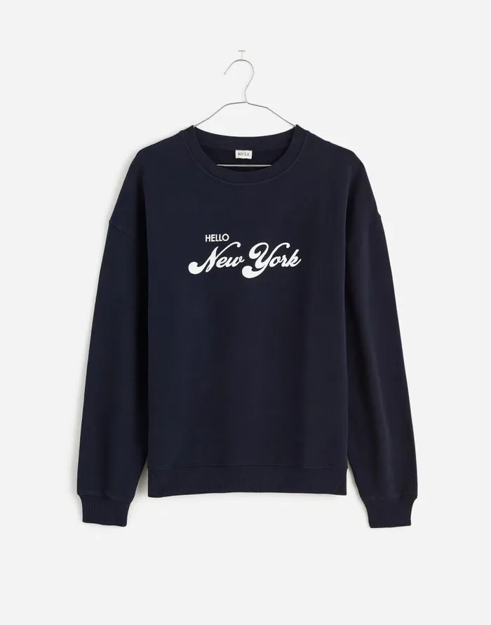 Tees Women Madewell KULE Oversized Hello New York Sweatshirt Navy