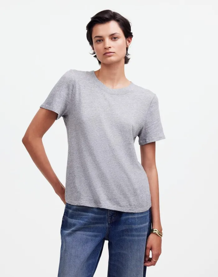 Tees Women Madewell Premium Standard 01 The Shrunken Tee Hthr Grey