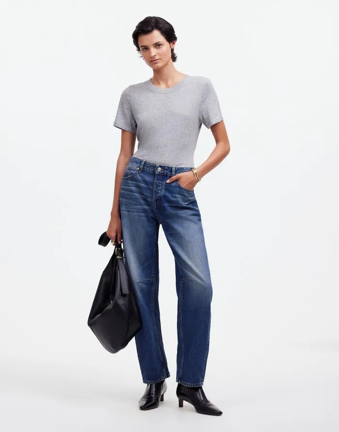 Tees Women Madewell Premium Standard 01 The Shrunken Tee Hthr Grey