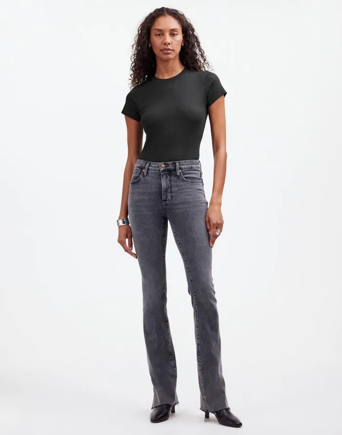 Tees Women Madewell Regenerative Cotton Ribbed Crewneck Tee Jet Black