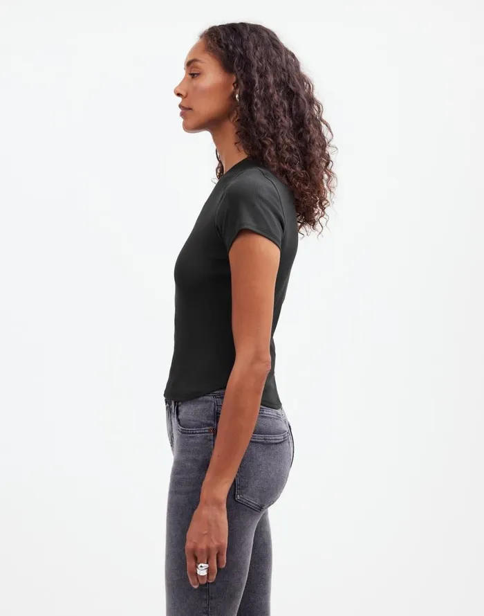 Tees Women Madewell Regenerative Cotton Ribbed Crewneck Tee Jet Black