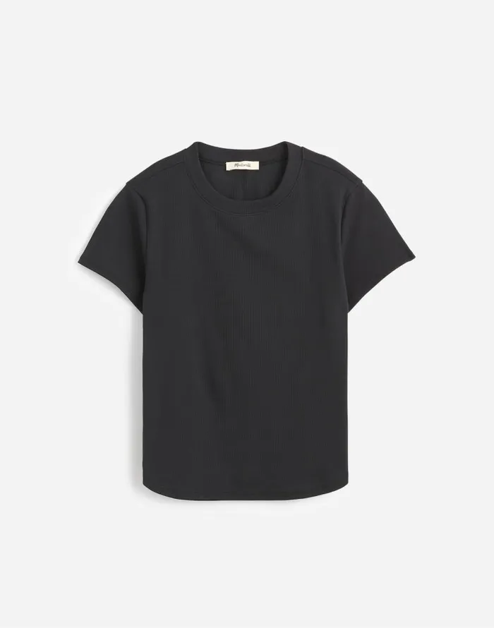 Tees Women Madewell Regenerative Cotton Ribbed Crewneck Tee Jet Black