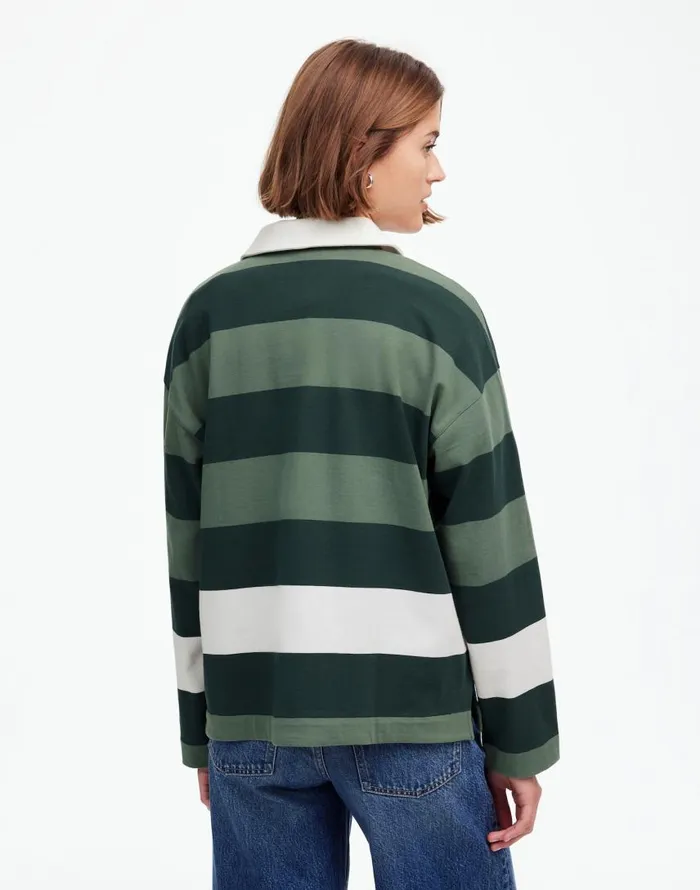 Tees Women Madewell Rugby LongSleeve Polo Shirt Luxury Forest