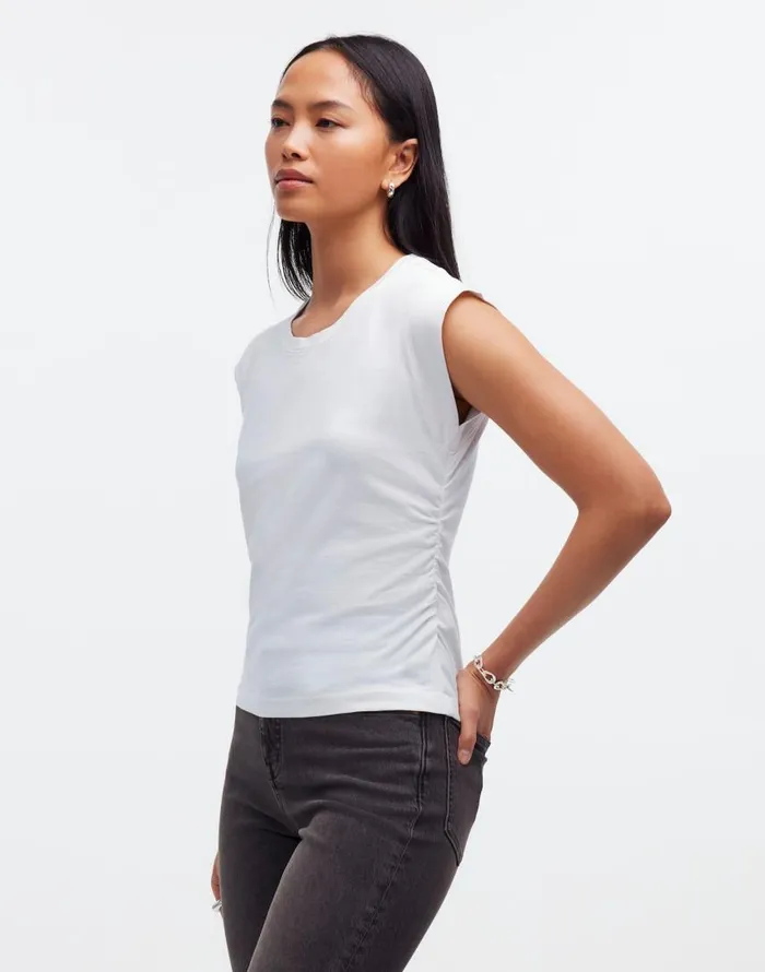 Tees Women Madewell SideCinch Muscle Tee Eyelet White