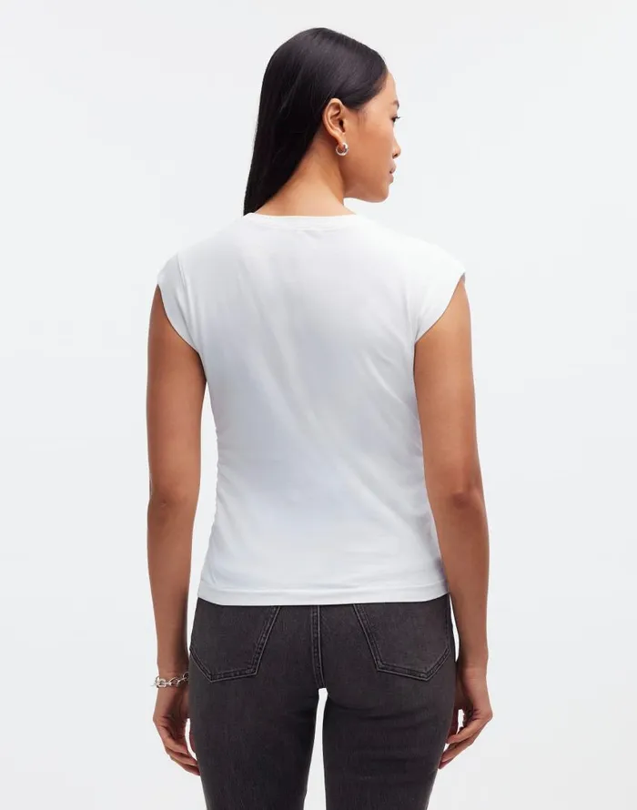 Tees Women Madewell SideCinch Muscle Tee Eyelet White