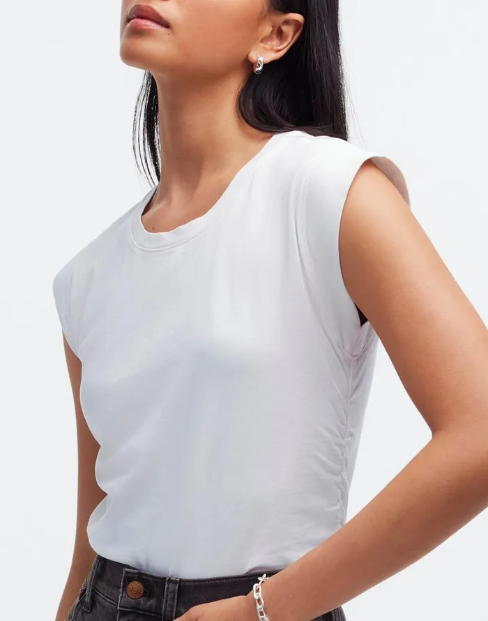 Tees Women Madewell SideCinch Muscle Tee Eyelet White