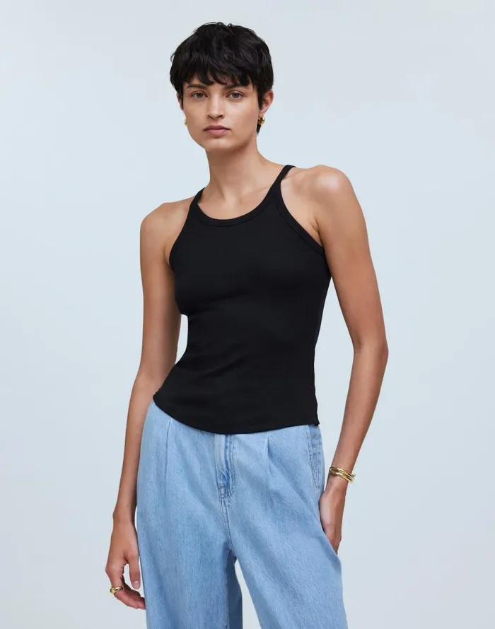 Tees Women Madewell Supima Rib 03990s Tank True Black