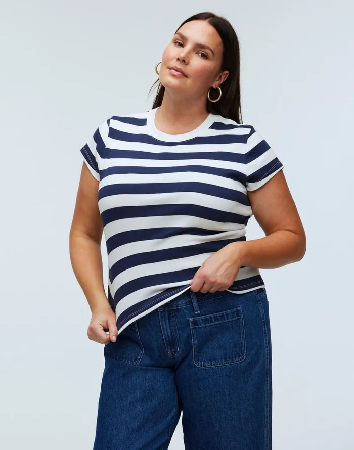 Tees Women Madewell Supima Rib Tee Dark Nightfall