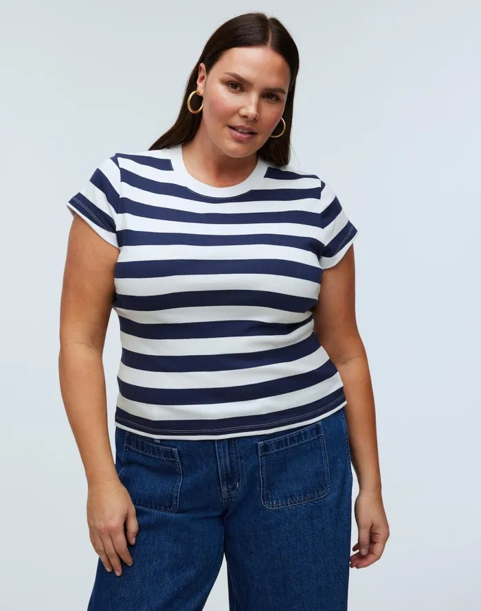Tees Women Madewell Supima Rib Tee Dark Nightfall