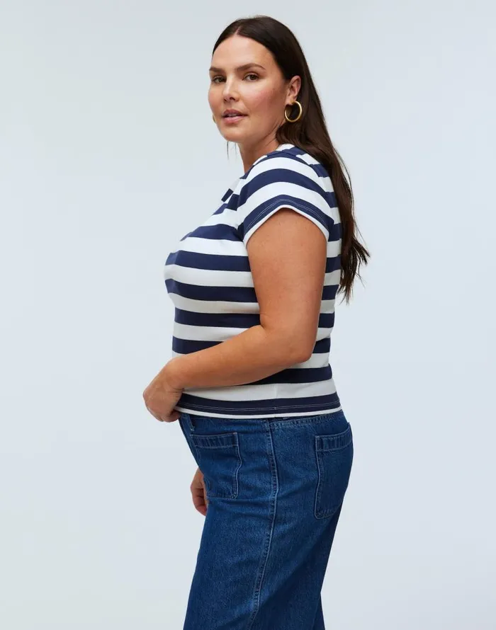 Tees Women Madewell Supima Rib Tee Dark Nightfall