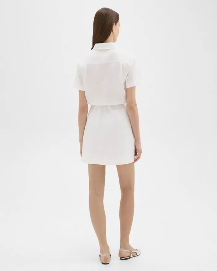 Theory ALine Dress In Stretch Linen White Women Dresses
