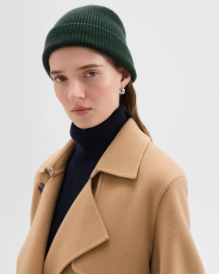 Theory Beanie In Cashmere Hunter Green Women Hats Gloves Scarves