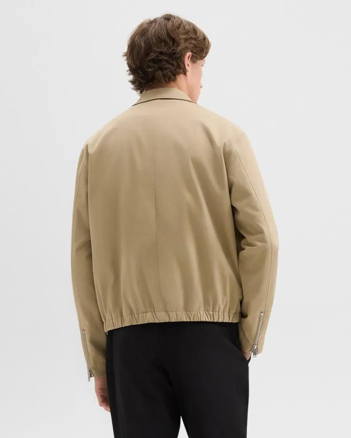 Theory Blouson Zip Jacket In Stretch Cotton Twill Khaki Men Outerwear Theory Blouson Zip Jacket In Stretch Cotton Twill Khaki Men Outerwear