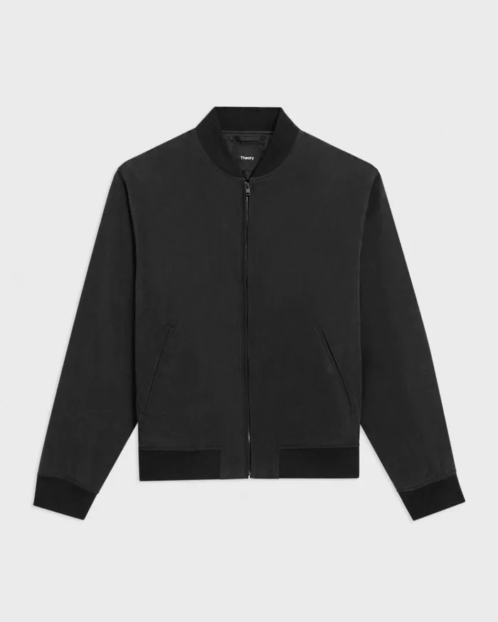 Theory Bomber Jacket In Fluid Twill Black Men Outerwear Theory Bomber Jacket In Fluid Twill Black Men Outerwear