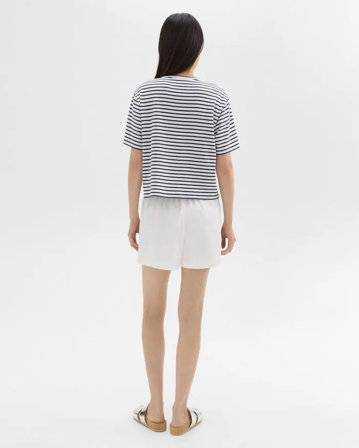 Theory Boxer Short In Good Cotton White Women Pants