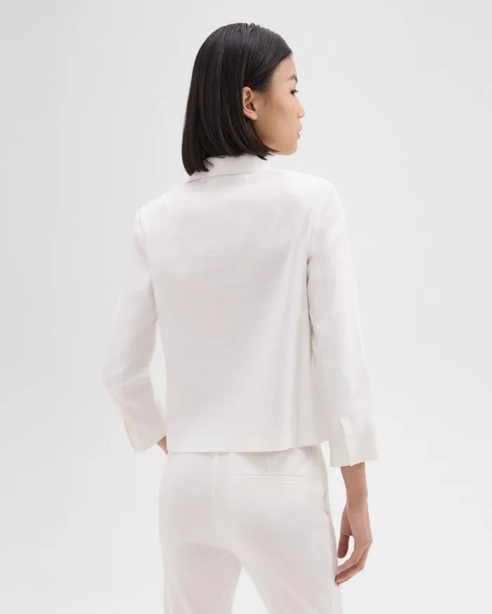 Theory Boxy Patch Pocket Blazer In Good Linen White Women Suits