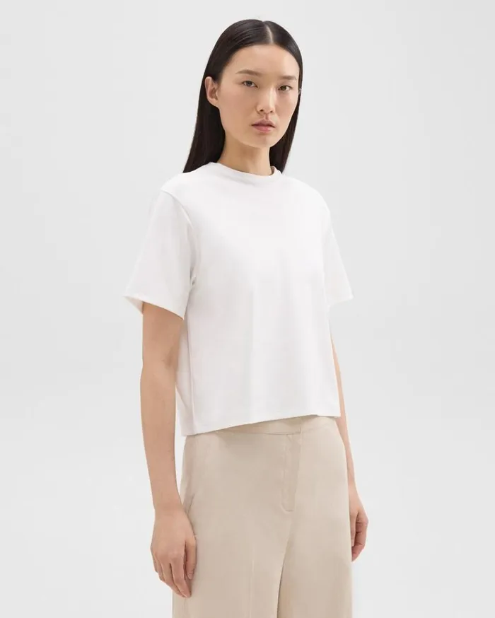 Theory Boxy Tee In Cotton Jersey White Women TShirts Tank Tops