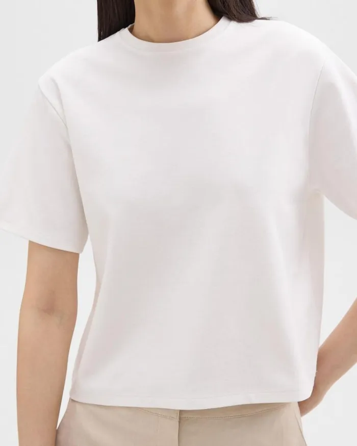 Theory Boxy Tee In Cotton Jersey White Women TShirts Tank Tops