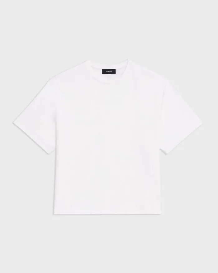 Theory Boxy Tee In Cotton Jersey White Women TShirts Tank Tops