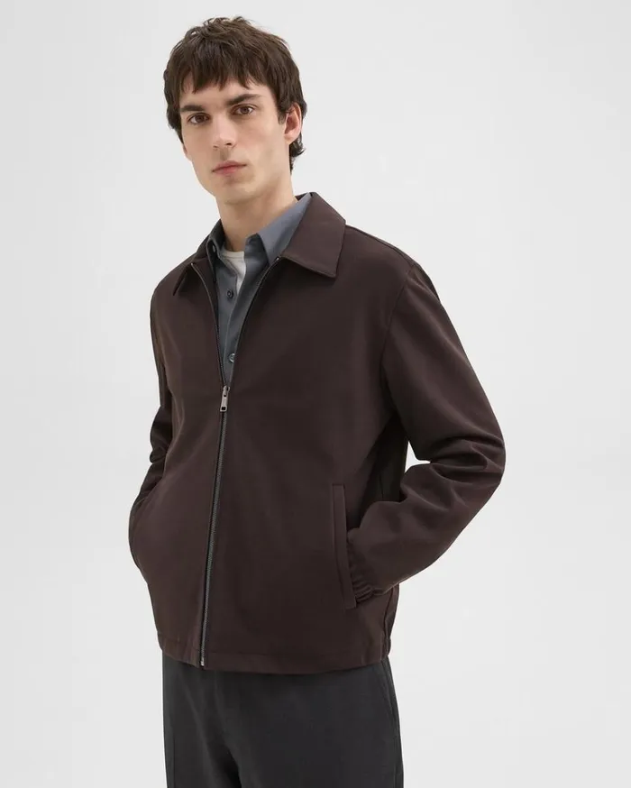 Theory Brody Jacket In Precision Ponte Hickory Men Outerwear Theory Brody Jacket In Precision Ponte Hickory Men Outerwear