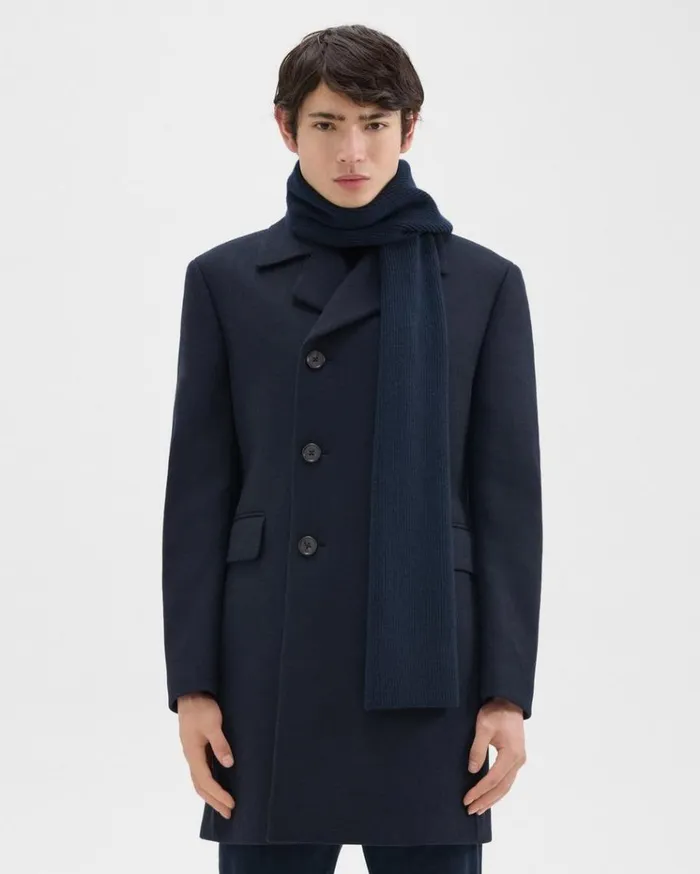 Theory Camden Scarf In Ribbed Cashmere Baltic Men Hats Scarves