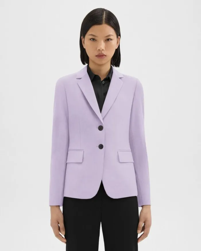 Theory Carissa Blazer In Good Wool Lilac Sky Women Suits