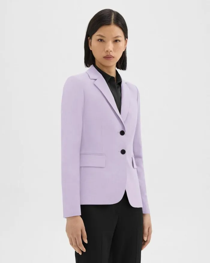 Theory Carissa Blazer In Good Wool Lilac Sky Women Suits