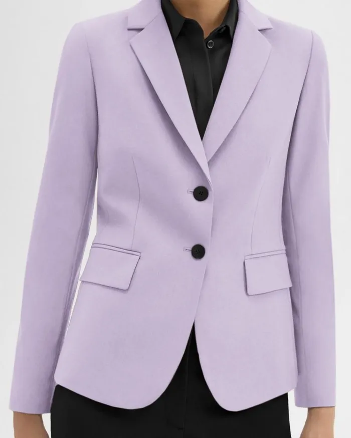 Theory Carissa Blazer In Good Wool Lilac Sky Women Suits