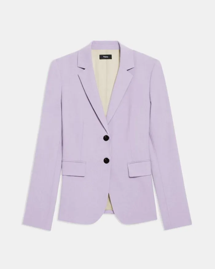 Theory Carissa Blazer In Good Wool Lilac Sky Women Suits