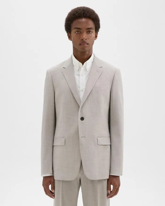 Theory Chambers Blazer In Stretch Wool Sand Melange Men Blazers Jackets