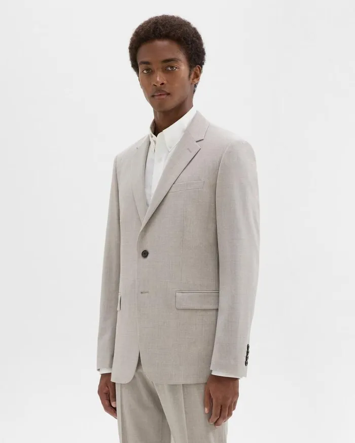 Theory Chambers Blazer In Stretch Wool Sand Melange Men Blazers Jackets