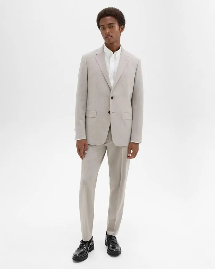 Theory Chambers Blazer In Stretch Wool Sand Melange Men Blazers Jackets