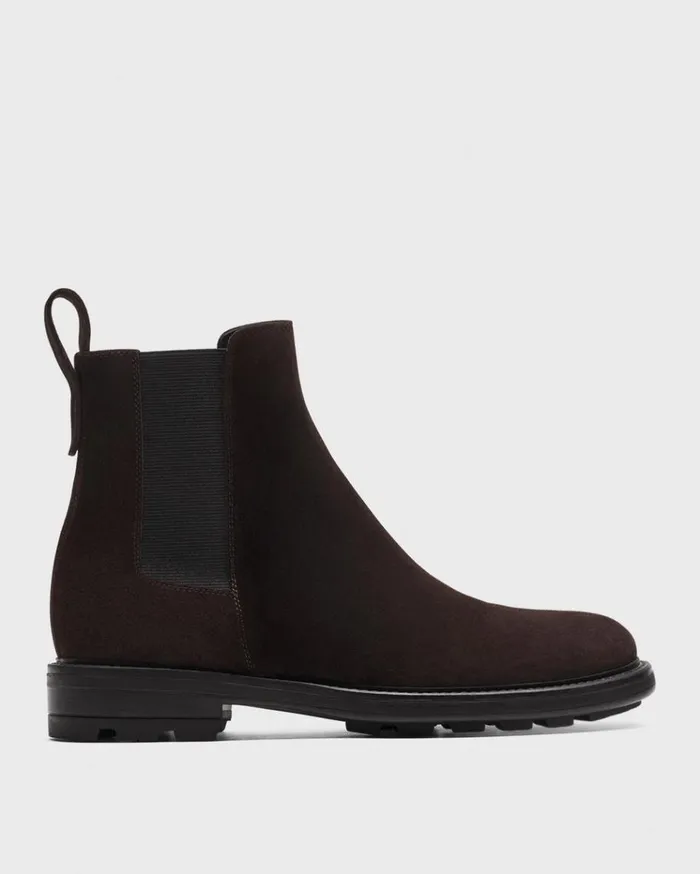 Theory Chelsea Boots In Suede Hickory Men Shoes