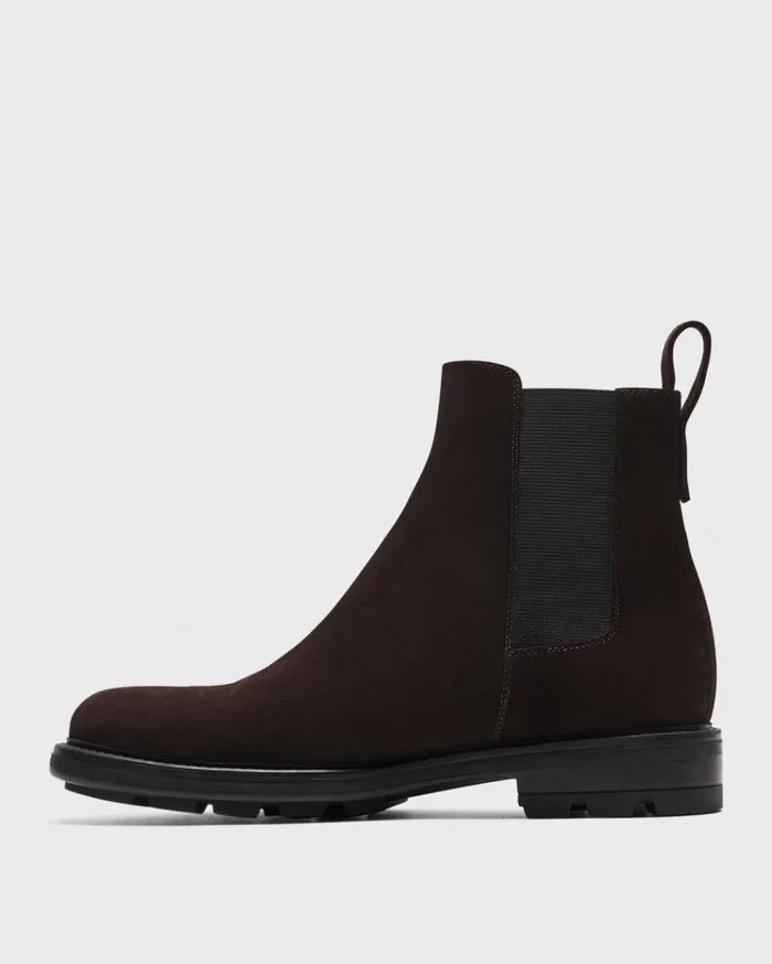 Theory Chelsea Boots In Suede Hickory Men Shoes